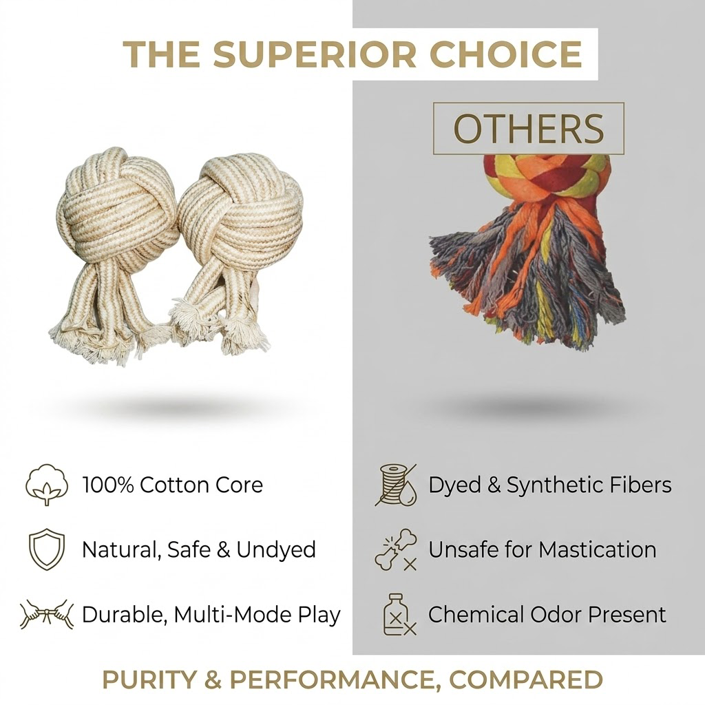 Yeyorentacosh 4 Pack Natural Cotton Dog Rope Toys, Interactive Puppy Chew Toys for Teething, Durable Tug of War Toy Set for Small & Medium Dogs