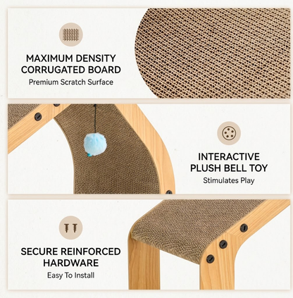 Yeyorentacosh 20-Inch Cardboard Cat Scratcher House - Large Cat Scratching Pad with Toy Ball, Cat Lounge Bed & Tunnel for Indoor Cats and Kittens, Safe & Durable
