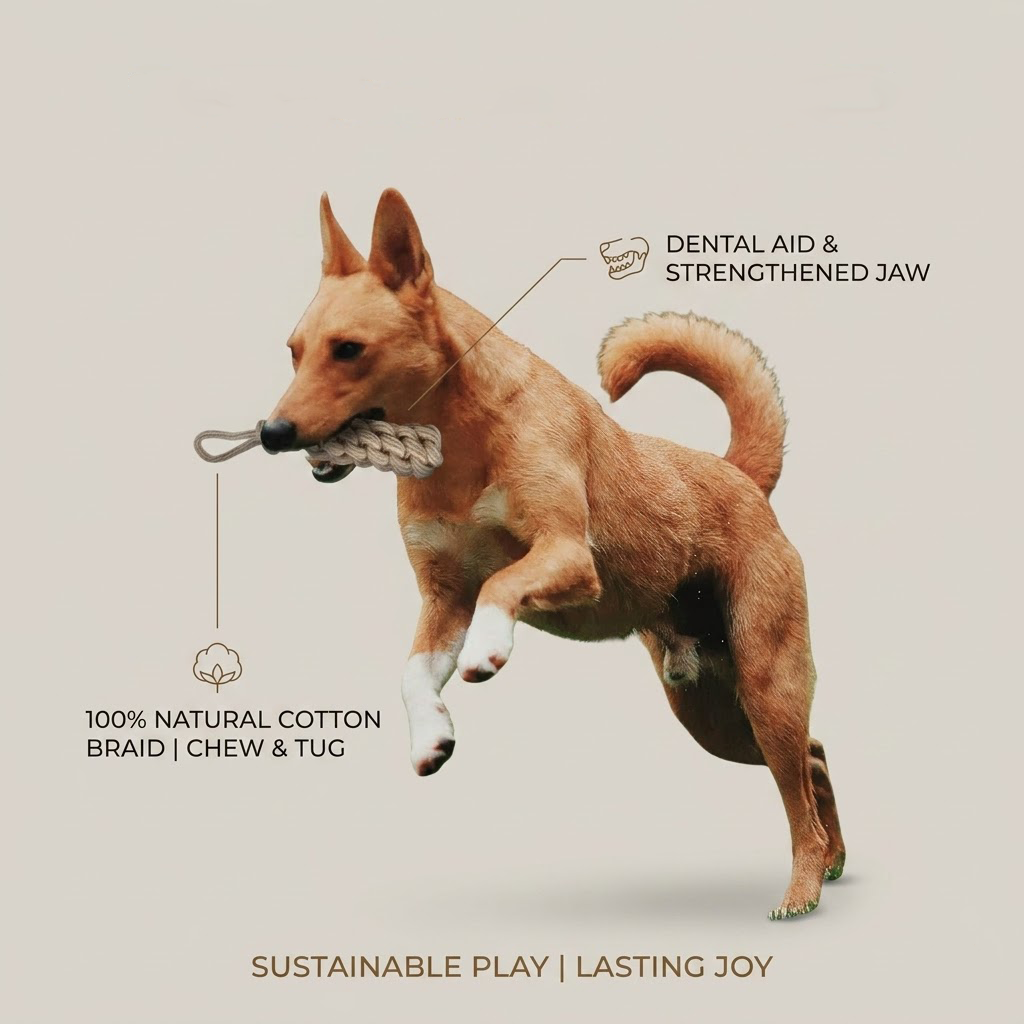 Yeyorentacosh 4 Pack Natural Cotton Dog Rope Toys, Interactive Puppy Chew Toys for Teething, Durable Tug of War Toy Set for Small & Medium Dogs